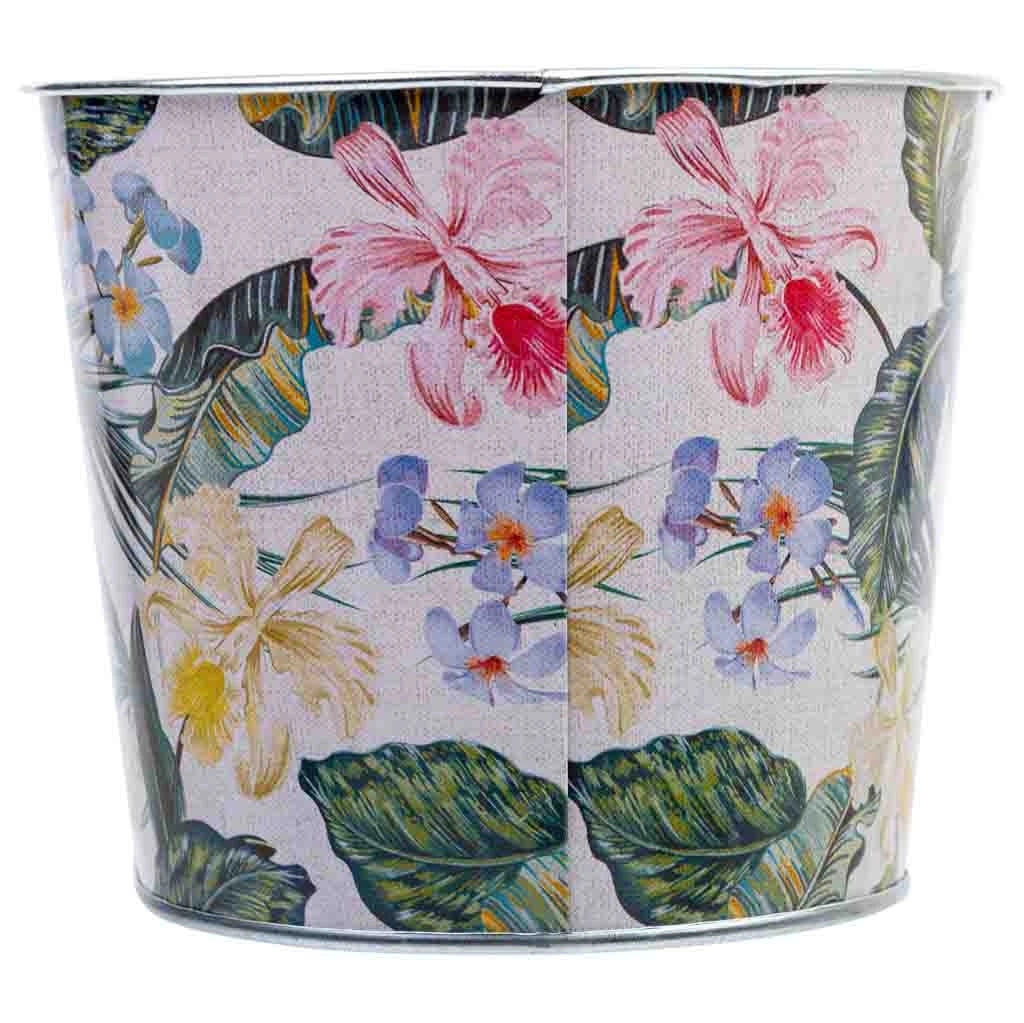Cestino in metallo stampato a fiori 22,5x13,7x11,3 B20x11