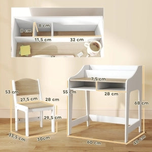 SCRIVANIA per bambini con sedia, 60x48x68 cm, legno, colore naturale
