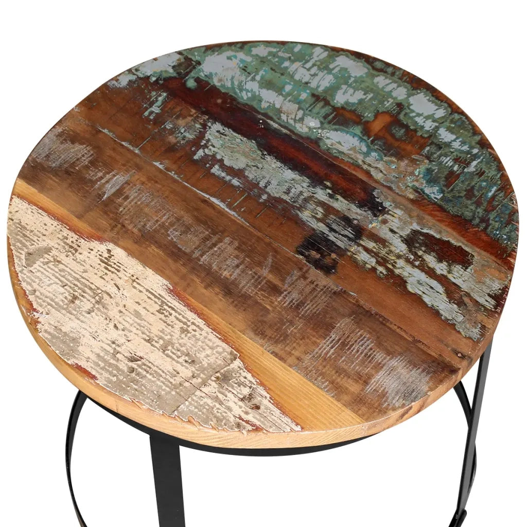 2 Pz Tavoli da CaffÃ¨ Tondi Legno Massello di Recupero 40cm/50cm cod mxl 24396