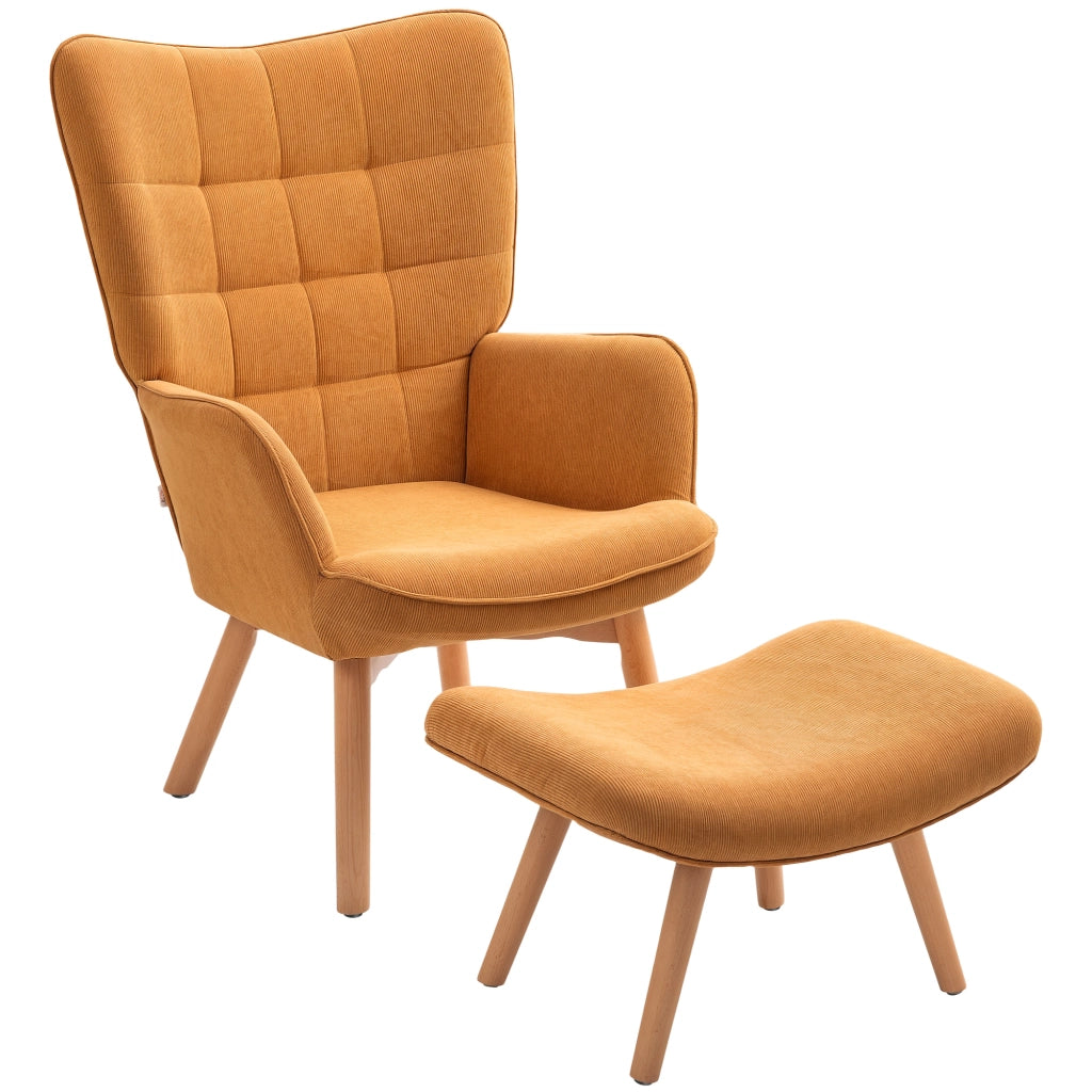 POLTRONA con pouf 72x80x101 cm in poliestere marrone