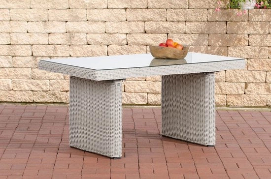 Tavolo da giardino deluxe - Tavolo in rattan - Mobili da giardino - Tavolo da pranzo - Tavolo da esterno - Tavolo da salotto - Creme - 138cm