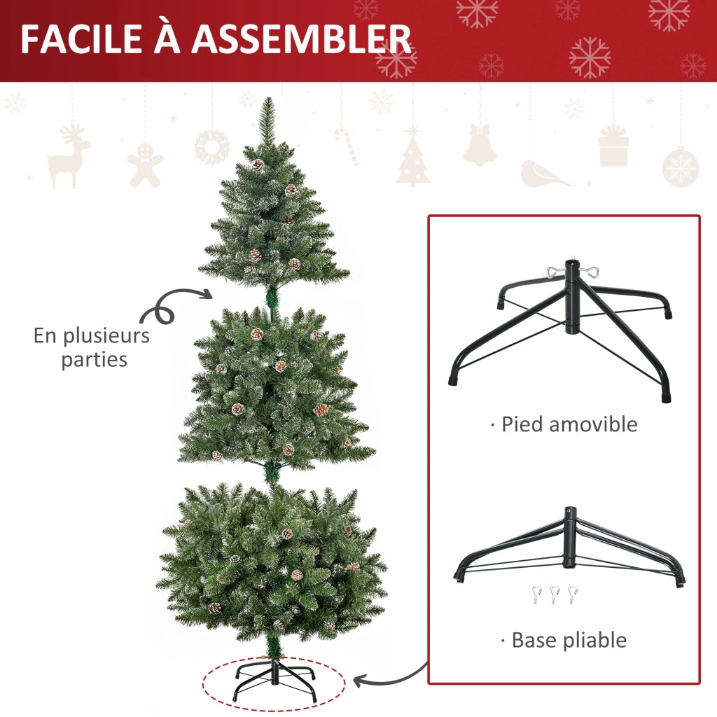 Albero di Natale Artificiale ¨C Minimal ¨C Effetto Neve 180 cm 50 Pigne 718 Rami
