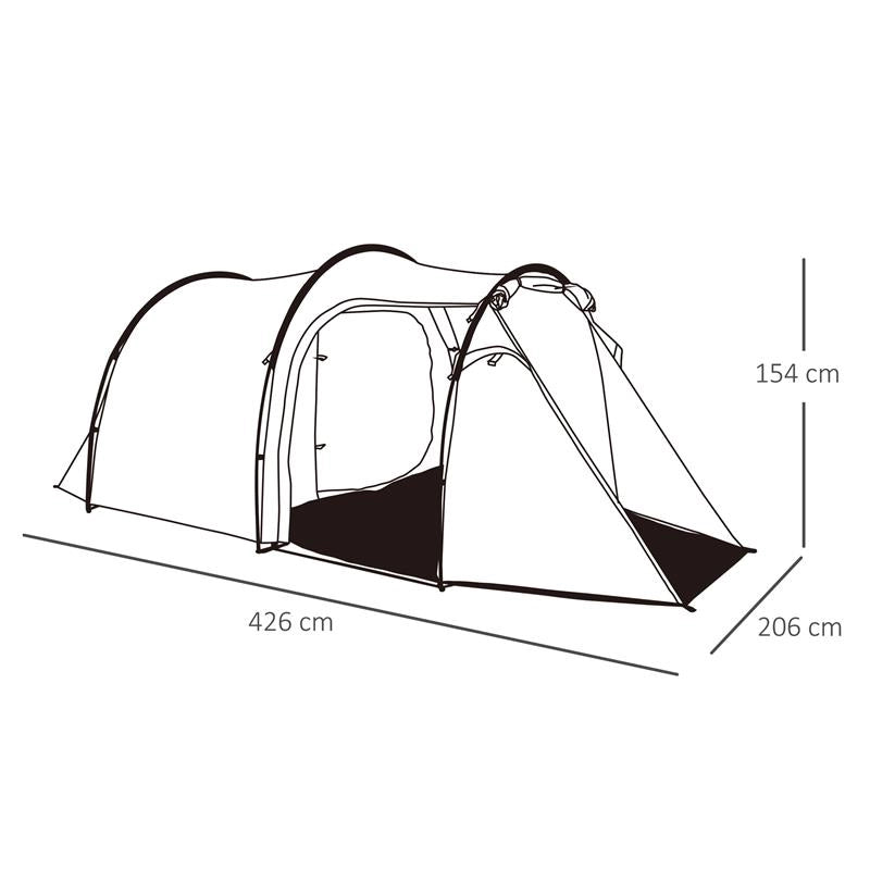 TENDA DA CAMPEGGIO 4 POSTI AMPIO VESTIBOLO IMPERMEABILE VERDE SCURO