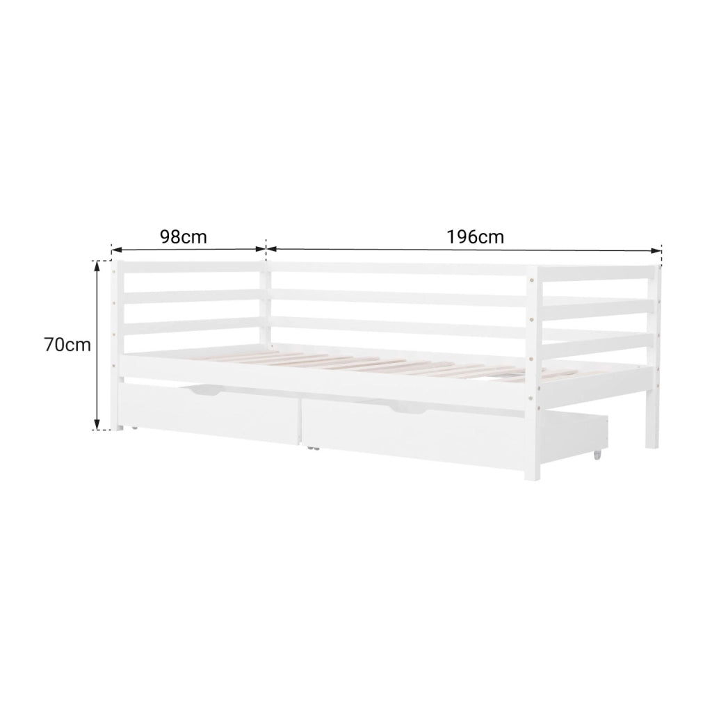 Panca letto per bambini 190x90cm con cassetti JULES