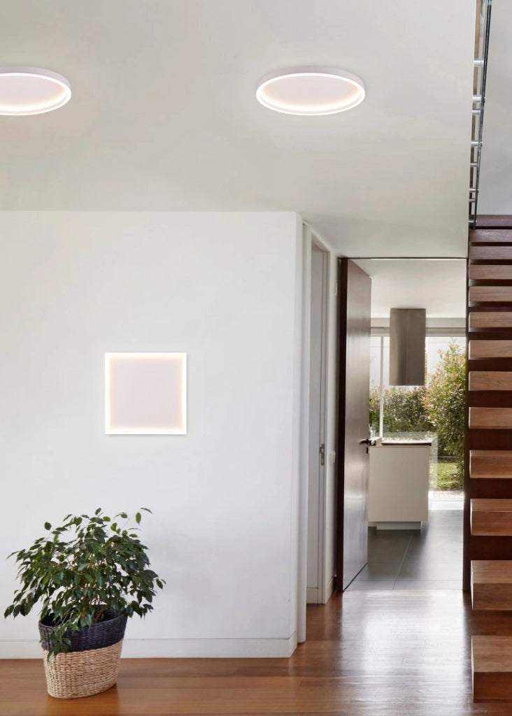 Plafoniera LED, metallo, bianco opaco, 35x5,8x35 cm, Rotonda