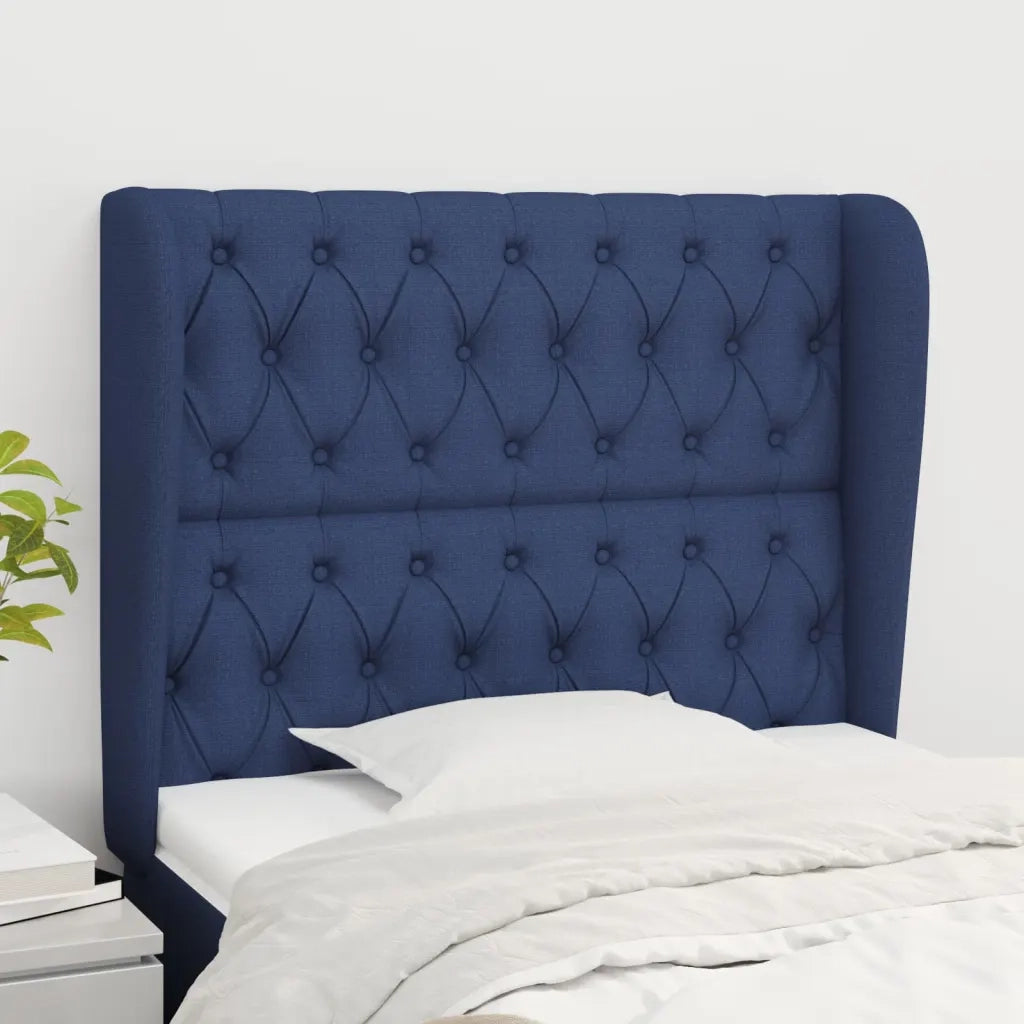 Testiera ad Orecchio-Testata con Orecchie Blu 93x23x118/128 cm in Tessuto 999783