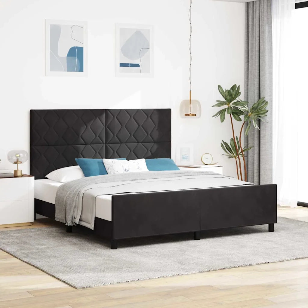 Letto a molle con testiera Nero 180 x 200 cm Velluto