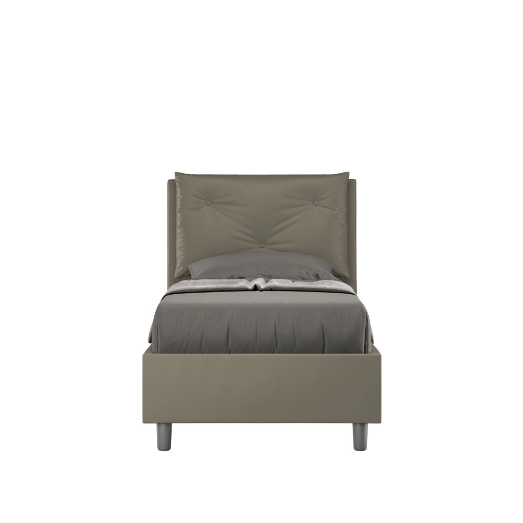 Letto singolo senza rete imbottito 80x190 similpelle tortora Appia