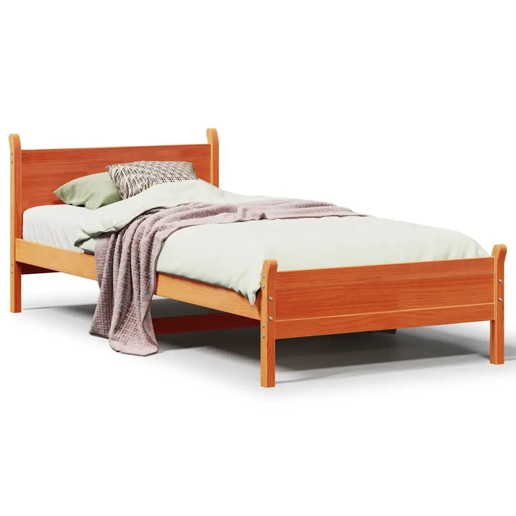 vidaXL Letto senza Materasso Marrone Cera 75x190 cm in Legno di Pino
