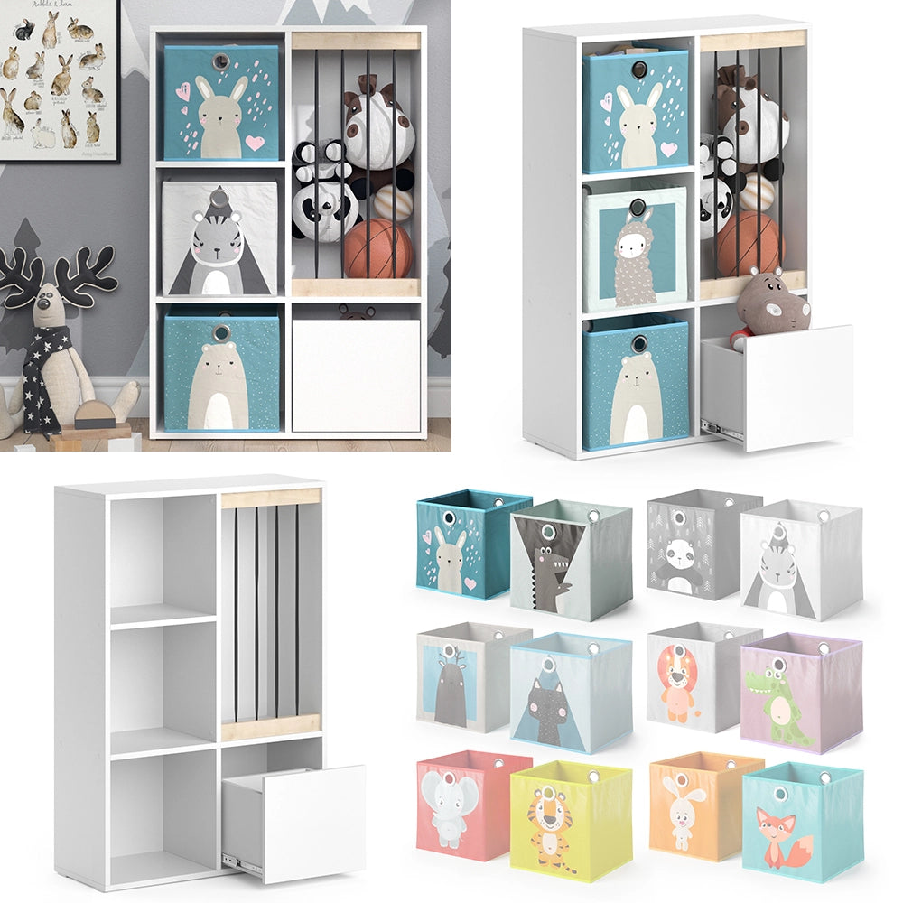 Vicco Libreria bambini Bianco 29.2 x 107.8 cm con 2 scatole pieghevoli opt.6