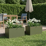 Vaso da giardino 2 pz Verde Oliva 80 x 50 x 50 cm 8005267