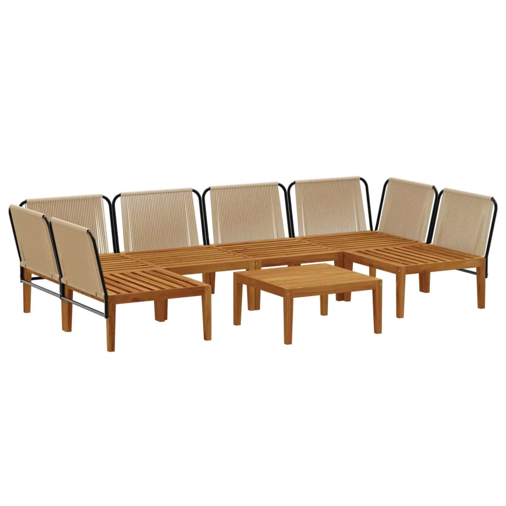 7 pcs Legno massiccio di acacia e corda Naturale 3407785