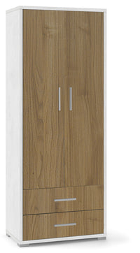 Armadio 2 Ante 2 Cassetti 71x182x41 cm Ossido Bianco/Noce Stelvio