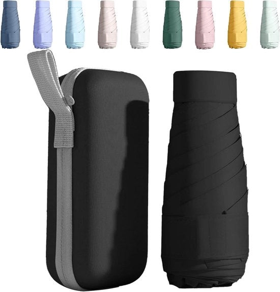 Paraplu mini compattibile - ideale per uso in movimento - 1 pezzo - nero