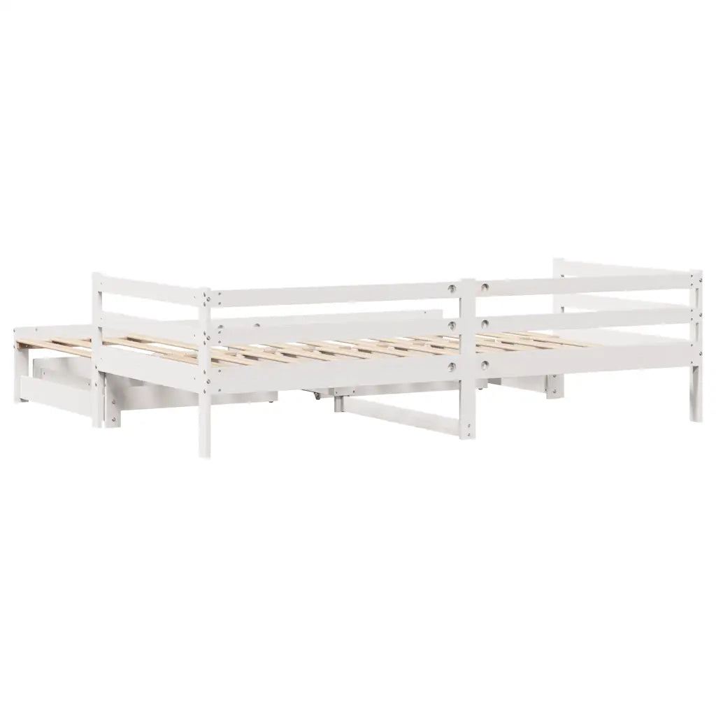 Dormeuse con Cassetti Bianco 90x200 cm Legno Massello di Pino 3302145