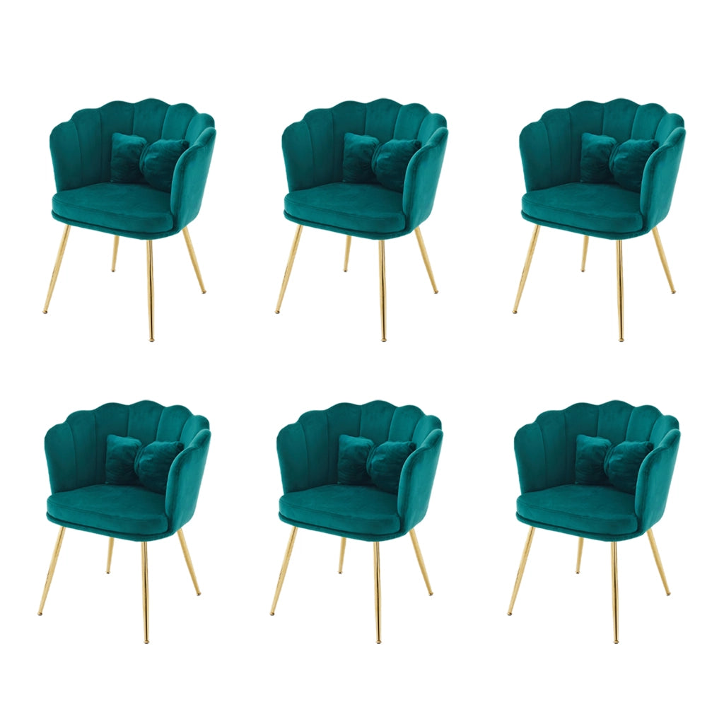 Set di 6 sedie moderne in velluto - Zephmum- Schienali a petalo gambe dorate cuscini farfalla