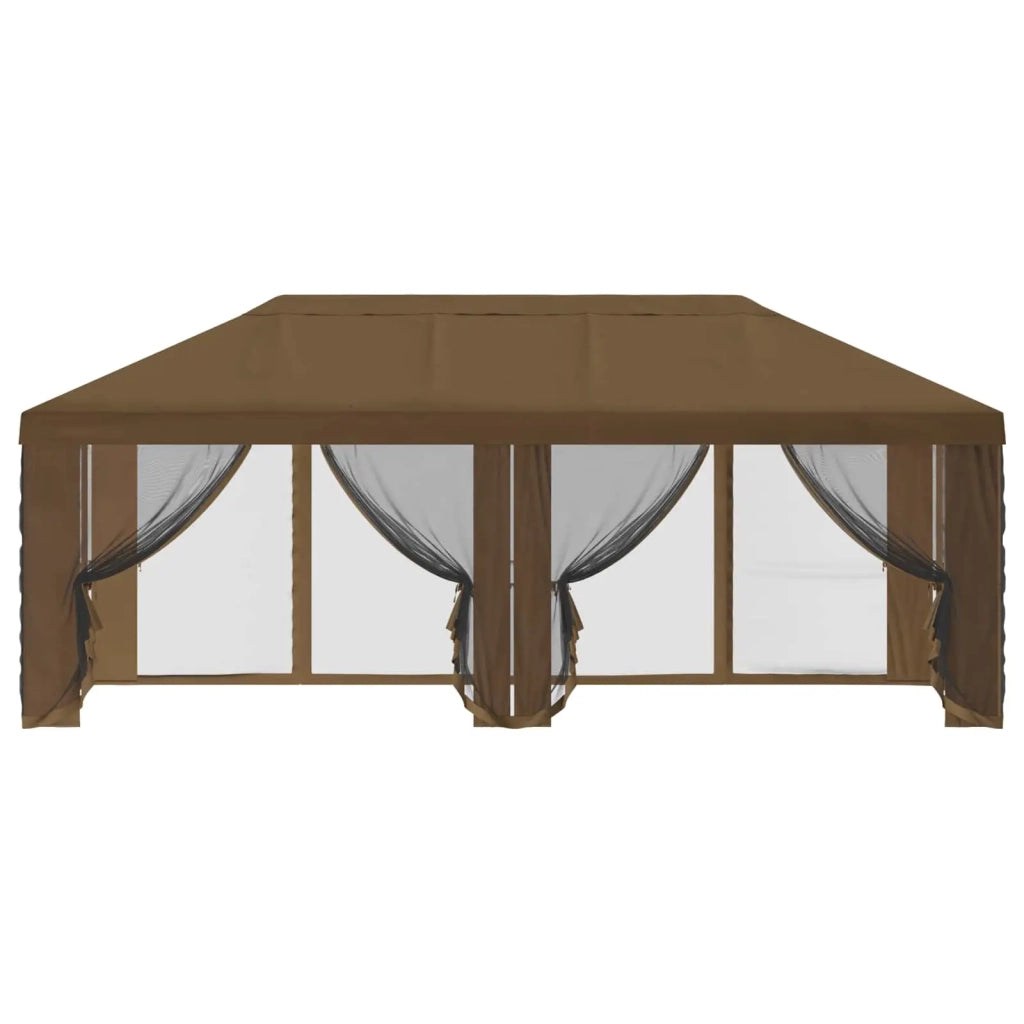 Copertura Gazebo con Pareti Laterali 6 x 3 m Tortora Poliestere 900415