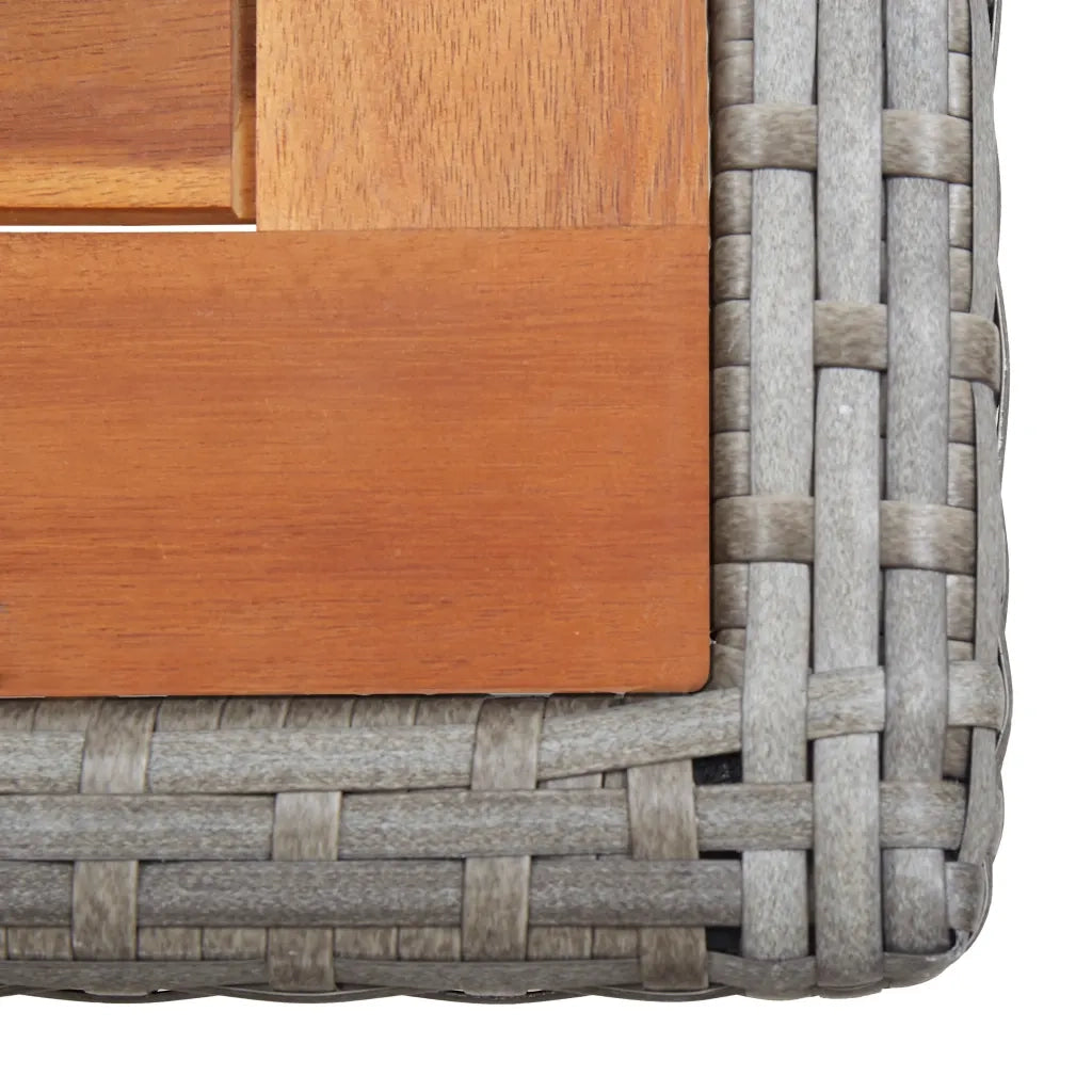 Tavolo da Giardino Antracite in Polyrattan e Massello di Acacia cod mxl 34175