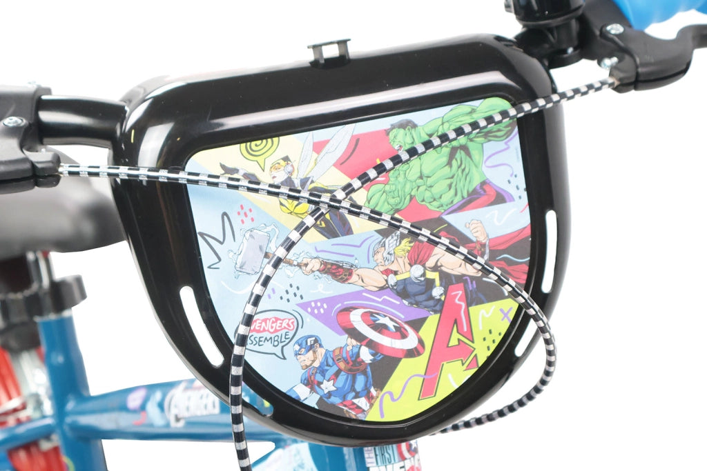 Bicicletta per Bambini 14" Marvel Avengers Freni Caliper e Stabilizzatori in Acciaio Hi-Ten Blu e Rosso