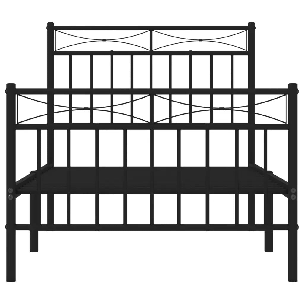 Giroletto con Testiera e Pediera-Struttura Letto Metallo Nero 90x200 cm 164316
