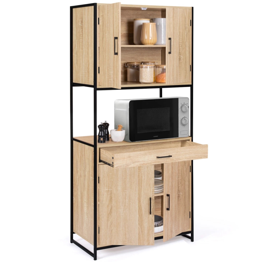 IDMarket - 80 cm Credenza da cucina DETROIT Armadio di design industriale a 4 ante + cassetto