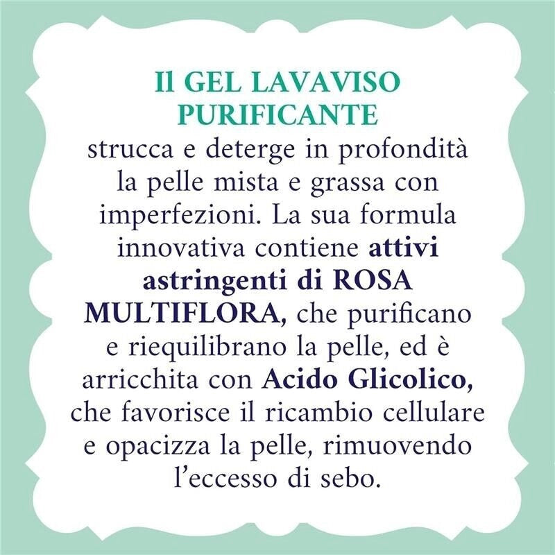 ACQUA ALLE ROSE GEL DETERGENTE VISO PURIFICANTE ROSA MULTIFLORA PER PELLI MISTE O CON IMPERFEZIONI 200 ML