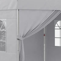 Gazebo Pieghevole 3x3 m con Altezza Regolabile su 3 Livelli, Finestre e Borsa di Trasporto, Grigio Chiaro