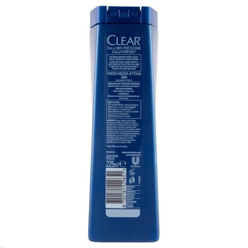 CLEAR SHAMPOO CUTE CAPELLI CORPO CON MENTOLO 225 ML 3IN1 FRESCHEZZA ATTIVA OKY