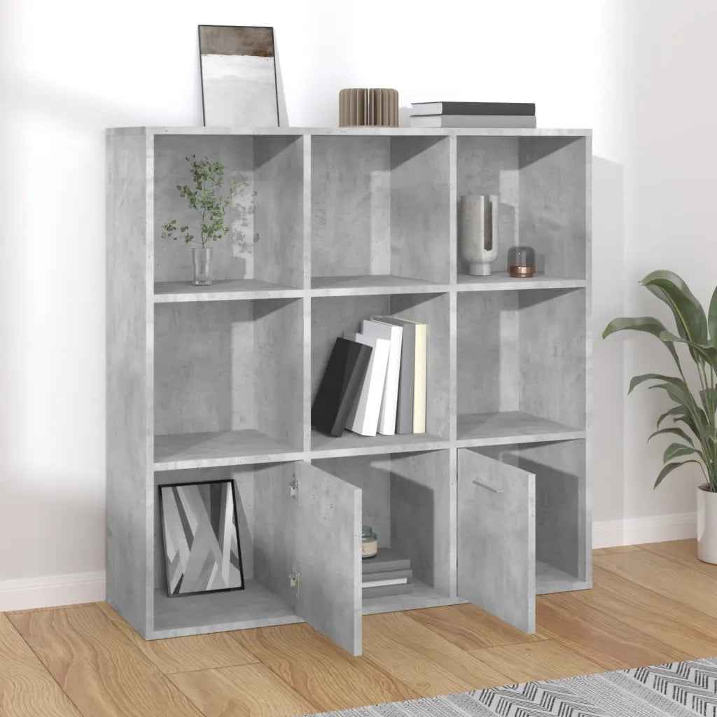 Libreria-Scaffale per Libri-Mobile di Stoccaggio Grigio Cemento 98x30x98 cm in Legno Multistrato