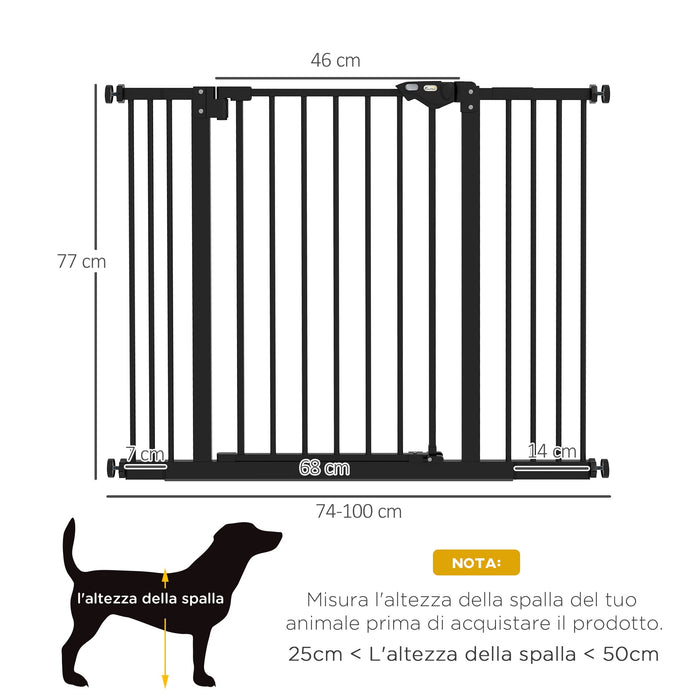 Cancellino per Cani Estensibile 74-100x77 cm in Metallo Nero