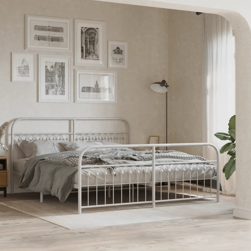 vidaXL Giroletto con Testiera e Pediera Metallo Bianco 183x213 cm