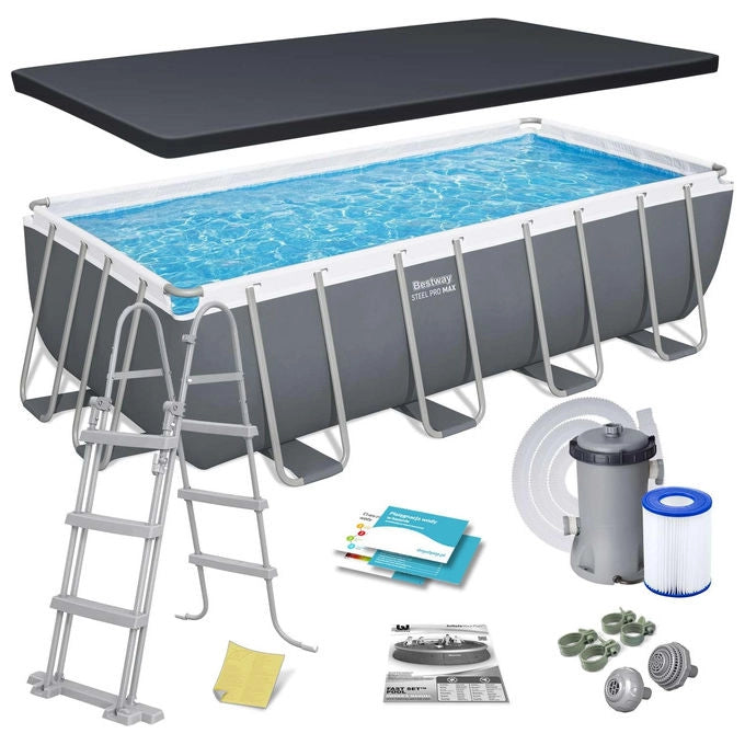 Bestway Piscina Fuori Terra 488x244x122 cm Steel Pro Max con Pompa Scaletta e Telo