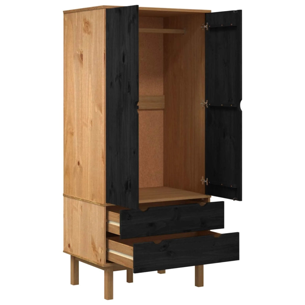 Guardaroba OTTA Nero 76,5 x 53 x 172 cm Legno Massello di Pino 42041752