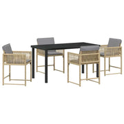 Set da Pranzo per Giardino 5 pz | Set Salotto da Giardino Beige polyrattan