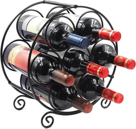 Supporto vino per 7 bottiglie, houder di vino libero, supporto vino, standard vino, houder di vino, pannello di conservazione vino, supporto bottiglie per piano di lavoro, nero