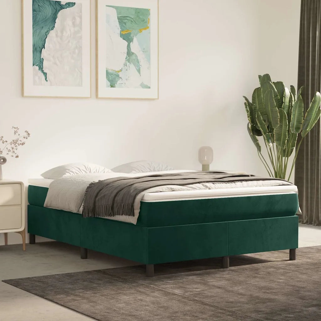 Giroletto a Molle con Materasso Verde Scuro 140x200 cm Vellutocod mxl 123852