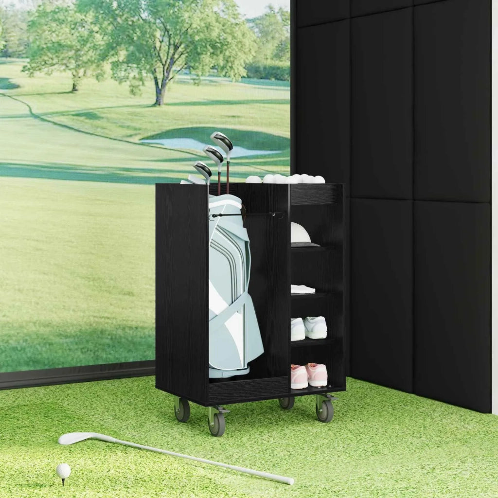Armadio per Golf con ruota Rovere Nero 65 x 45 x 98 cm