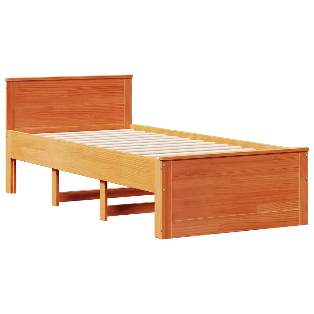 Letto Libreria senza Materasso Marrone Cera 75x190 cm in Pino 3308947