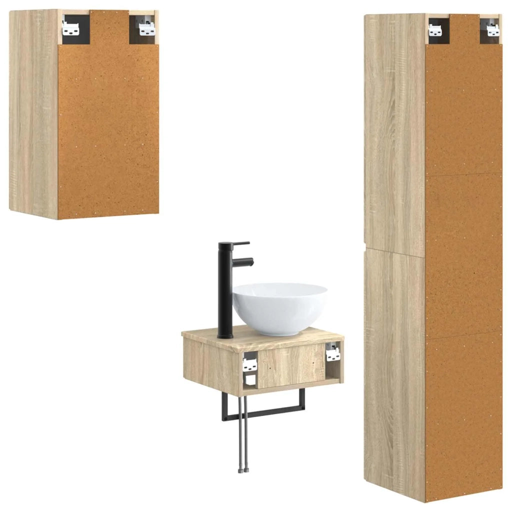 Set di mobili per il bagno 3 pz Rovere Sonoma 3406045