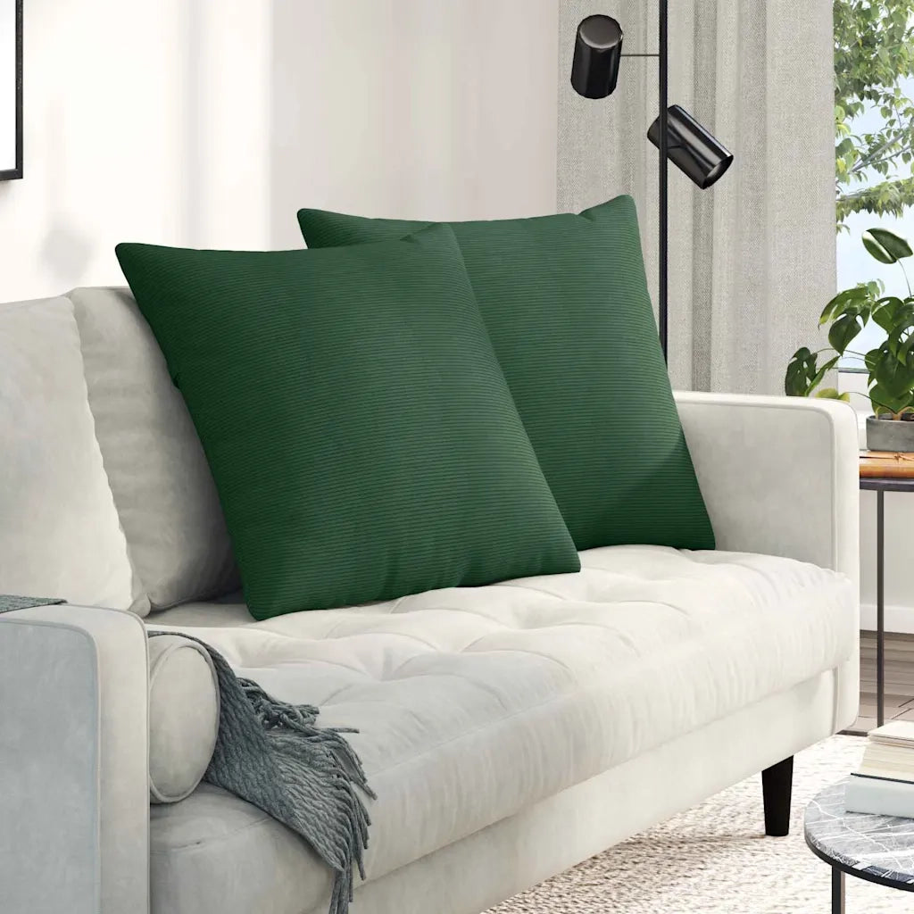 Cuscini da Divano 2 pz | Cuscini per sedie Verde Scuro 80 x 80 cm Tessuto in Cords
