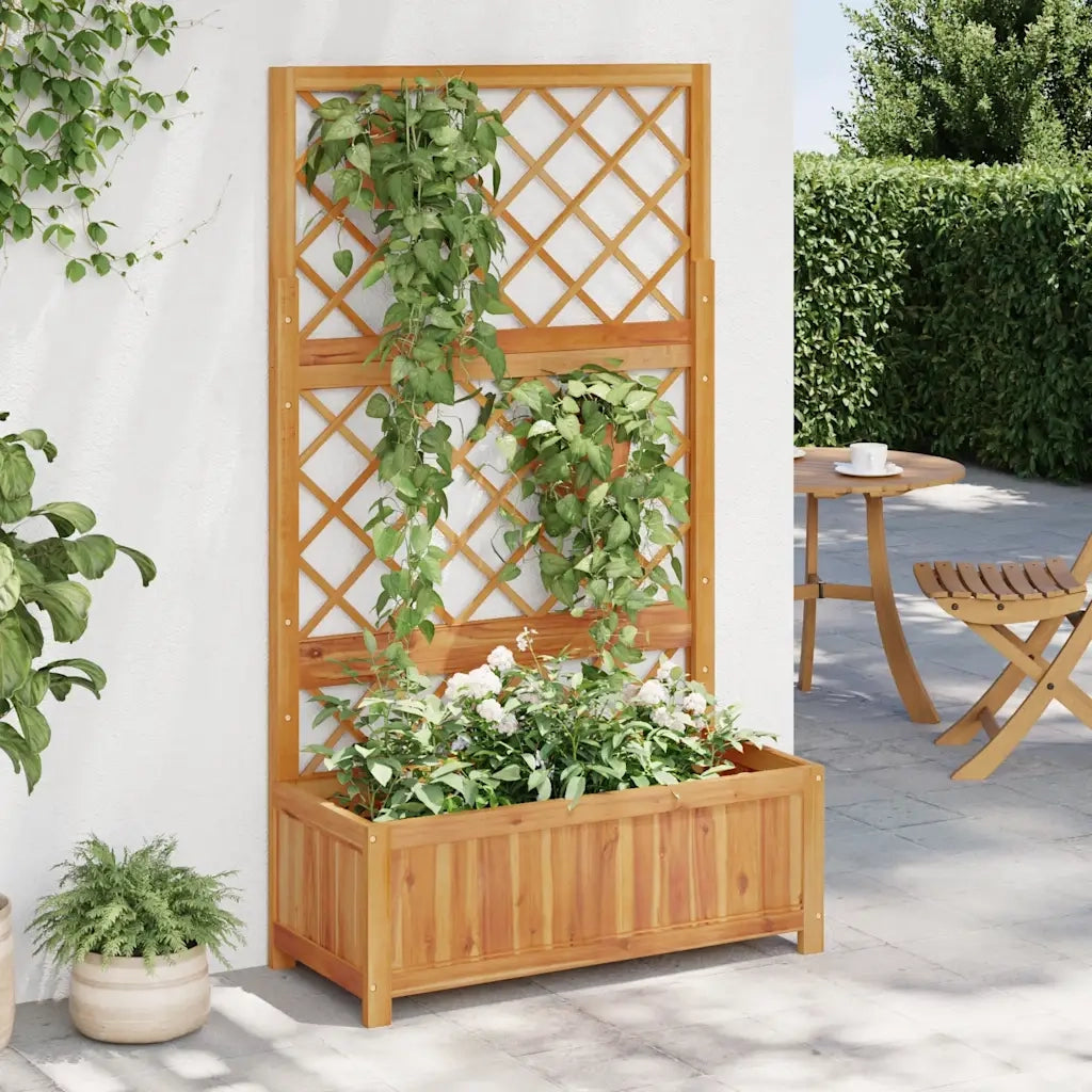 Fioriere | Cassetta per fiori | Letto Rialzato con Graticcio 85x38x150 cm in Massello di Acacia