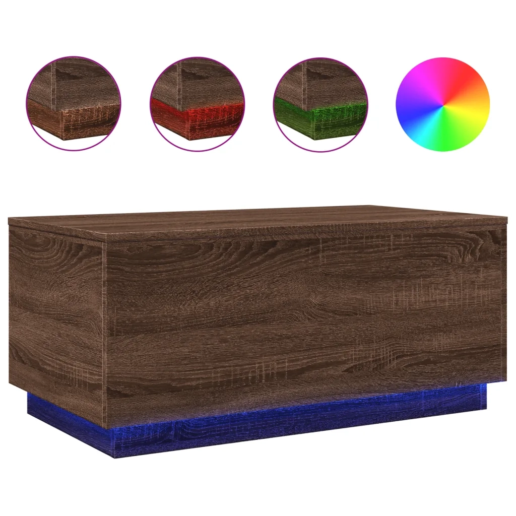 Tavolino da salotto | Tavolino da caff¨¨ | Tavolino da Soggiorno con Luci LED Rovere Marrone 90x50x40 cm