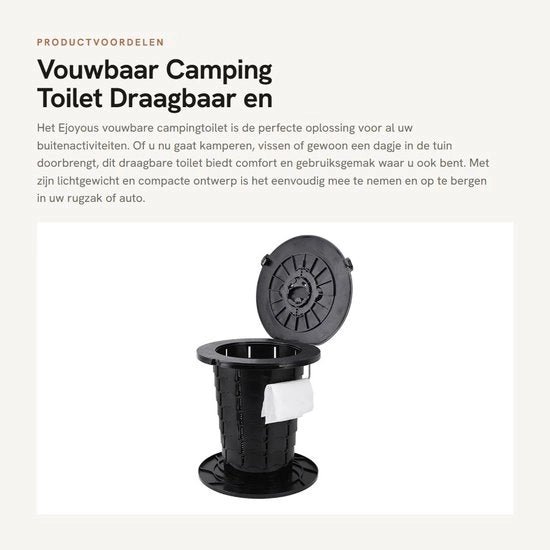 Camping Toilet Portatile con Regolazione di Altezza - Opaco - Compattabile - Mobili - Esterno - Sostenibile fino a 150 kg