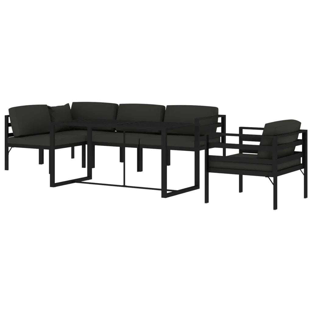 Set Divani da Giardino 6 pz con Cuscini in Alluminio Antracite cod mxl 41639