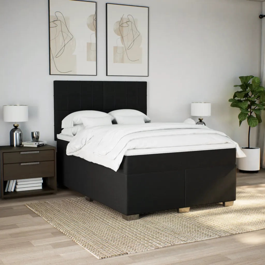 Giroletto a Molle con Materasso Nero 160x200 cm in Tessuto 3292841