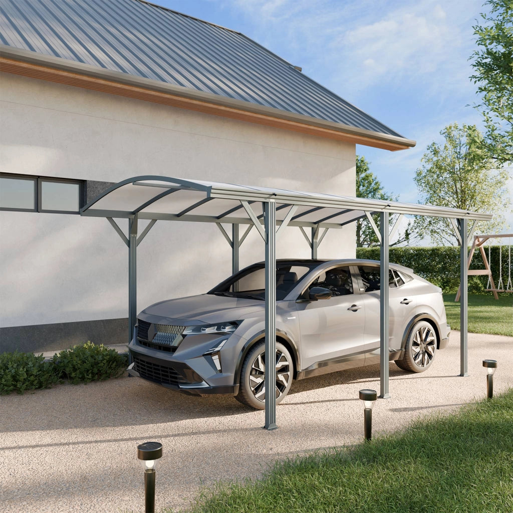 Tettoia per auto in alluminio e policarbonato, 15m², antracite