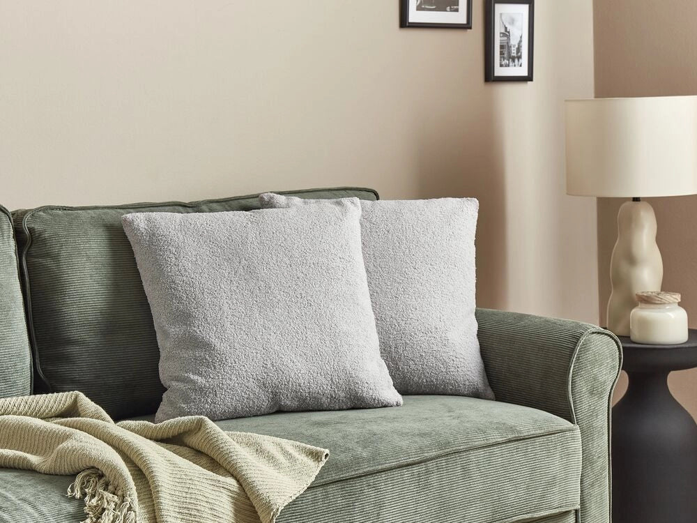 Set di 2 cuscini decorativi Grigio Boucle 45 x 45 cm fodera rimovibile con cerniera Accessori decorativi Boho