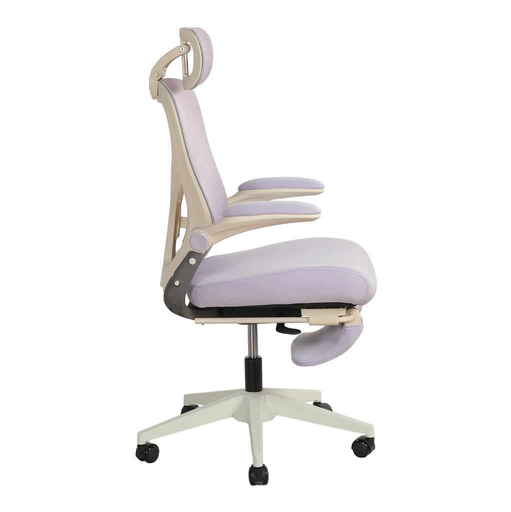 SEDIA DA UFFICIO Ergonomica Viola con Schienale Pieghevole e Poggiatesta 3D