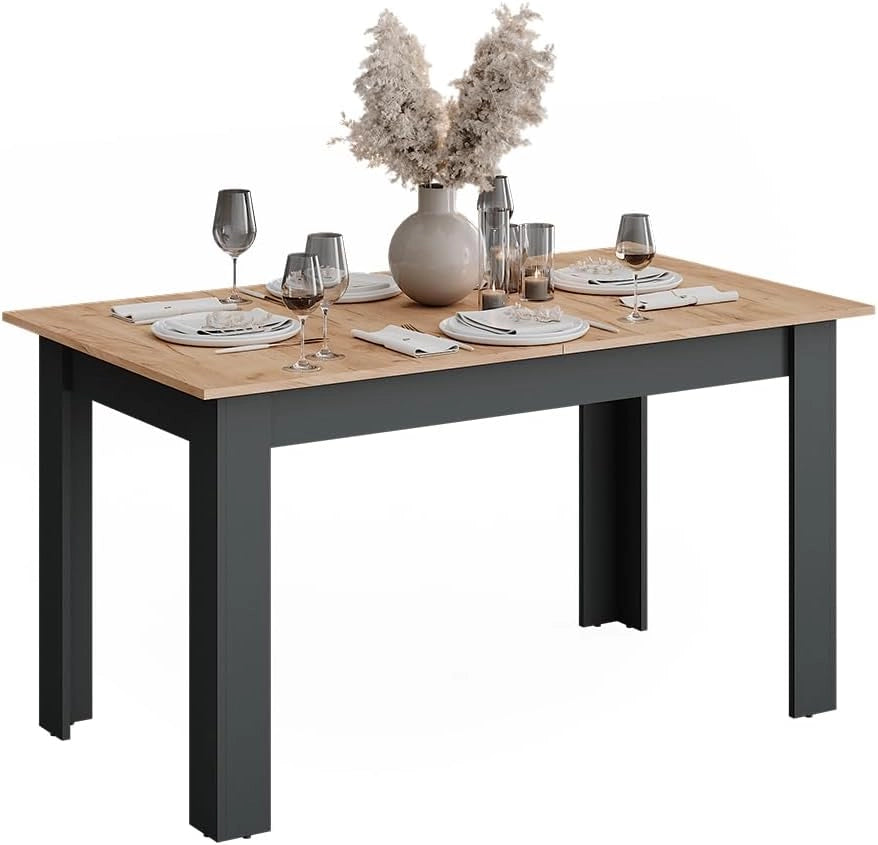 tavolo da pranzo allungabile Repose, Antracite/quercia dorata, 180 x 80 cm Estensibile, per un utilizzo flessibile come tavolo da pranzo o da lavoro