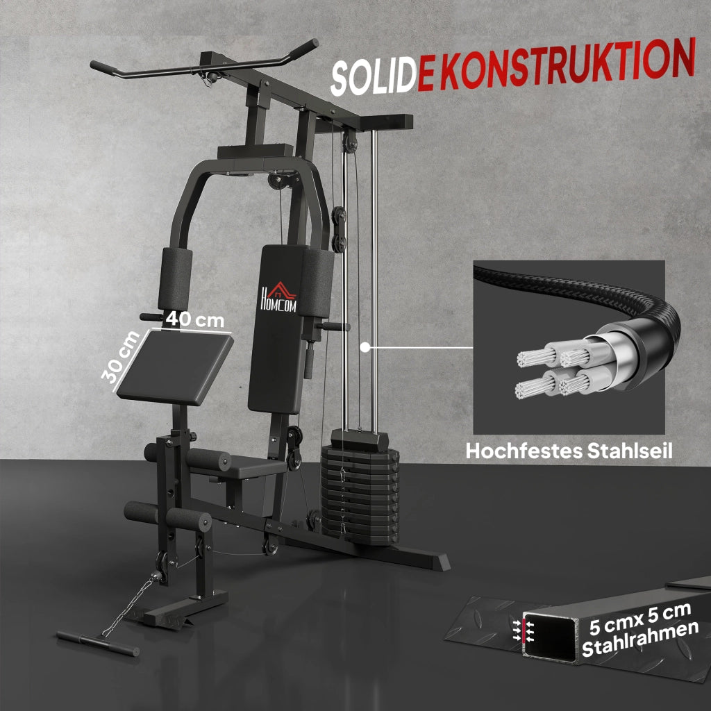 Stazione Fitness Multifunzione con 45kg Pesi ¨C Zephmum ¨C Nero